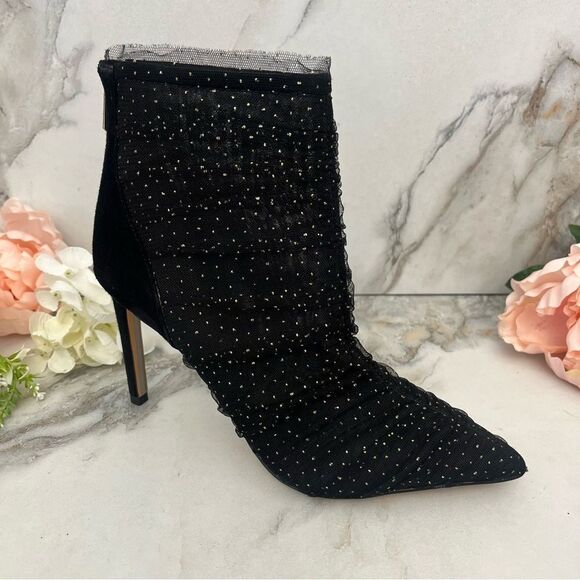 SAM EDELMAN Farren Tulle Pointed-Toe Booties in Black Size 7 NEW - Picture 3 of 16
